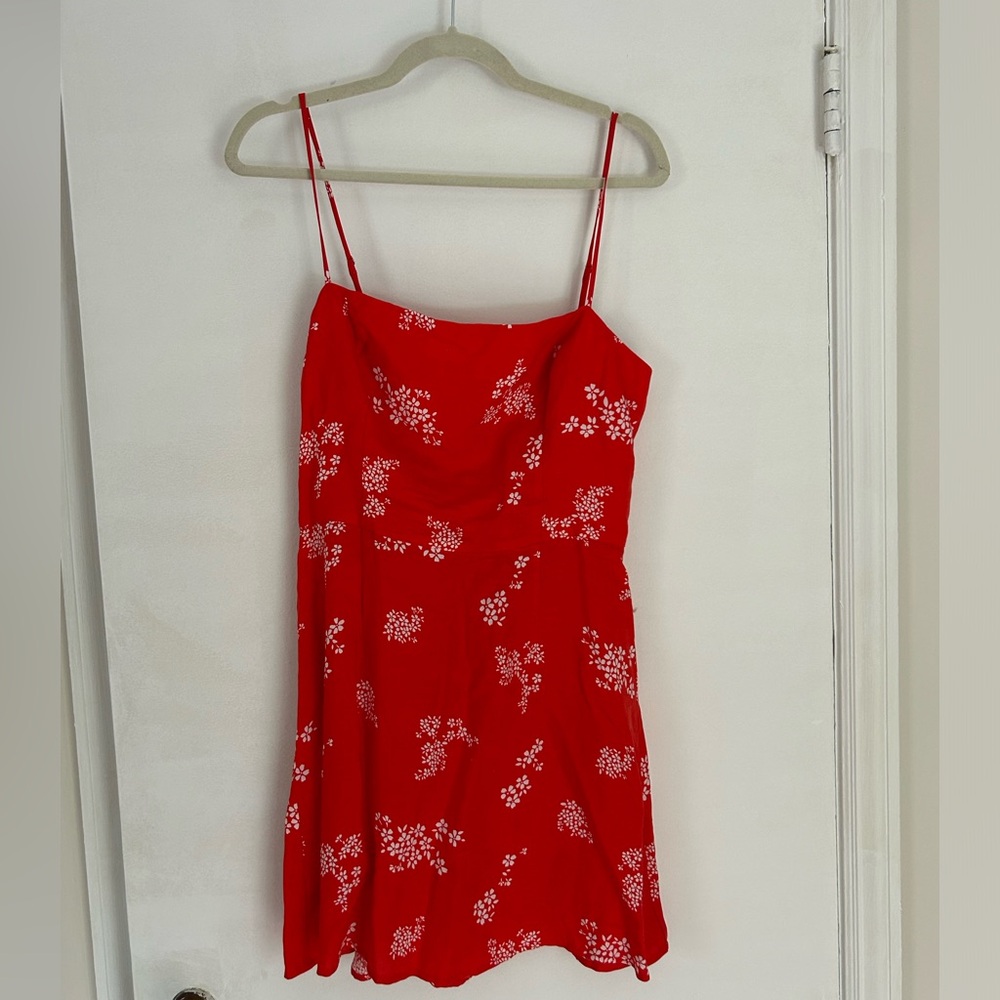 Reformation red linen mini dress